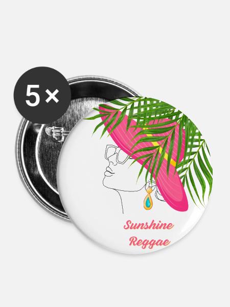 Sunshine Reggae - Buttons klein 25 mm (5er Pack) - Weiß