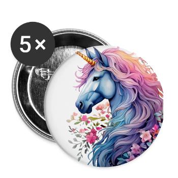 Magical Unicorn Illustration - Buttons small 1''/25 mm (5-pack) - white - Front