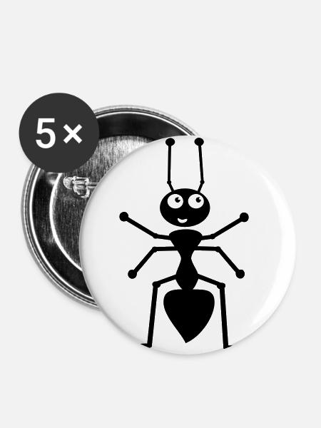 Ameise - Buttons klein 25 mm (5er Pack) - Weiß