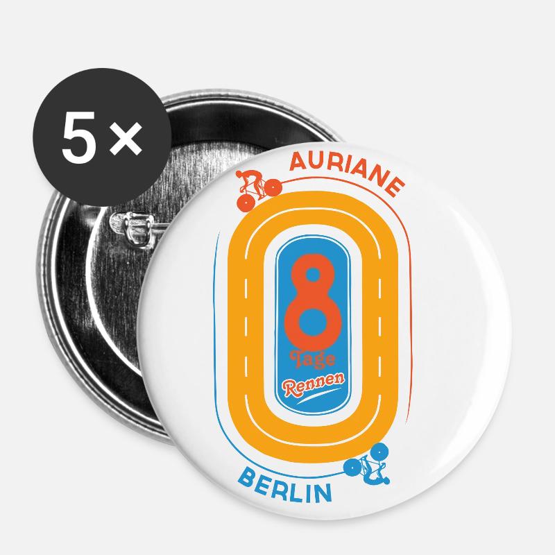 course de 8 jours - Lot de 5 petits badges (25 mm) - blanc