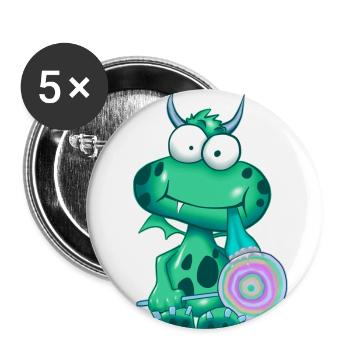 Green monster - Lot de 5 petits badges (25 mm) - blanc - Devant