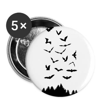 Bats & Wood - Buttons small 1''/25 mm (5-pack) - white - Front