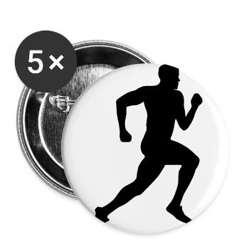 Sprinter, Läufer, Laufen - Running - Buttons klein 25 mm (5er Pack) - Weiß - Vorne
