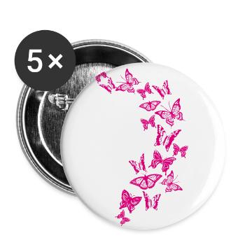 02 Papillons Rose - Lot de 5 petits badges (25 mm) - blanc - Devant