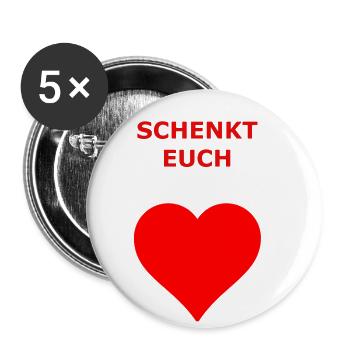 Schenkt Euch Liebe, 1LIVE, Weihnachten, Herz - Buttons klein 25 mm (5er Pack) - Weiß - Vorne
