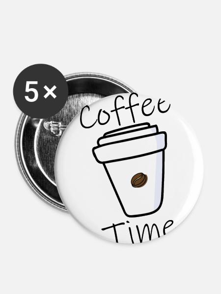Coffee Time - Buttons klein 25 mm (5er Pack) - Weiß