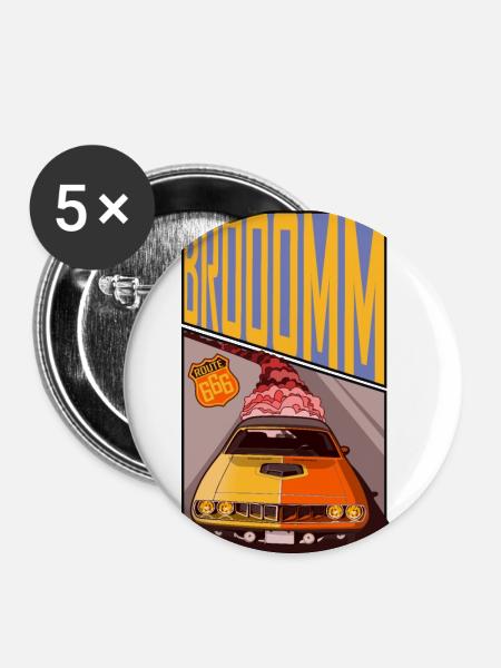 Route 666 - Buttons klein 25 mm (5er Pack) - Weiß
