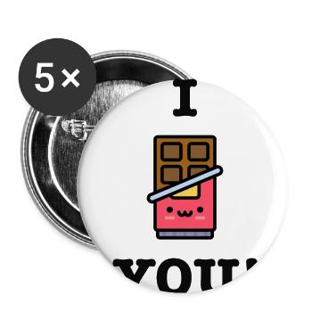 Chocolate I love you chocolate bar chocolate saying - Buttons small 1''/25 mm (5-pack) - white - Front