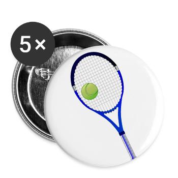 Tennis Racket And Ball - Buttons small 1''/25 mm (5-pack) - white - Front