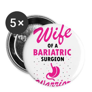 Magenoperation Design für Magenbypass Patient - Buttons klein 25 mm (5er Pack) - Weiß - Vorne