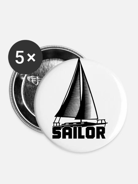 Sailor Segelboot Segeln - Buttons klein 25 mm (5er Pack) - Weiß