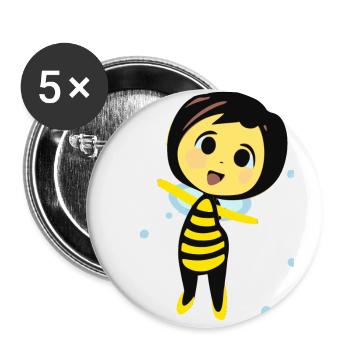 Beautiful cute Chibi Bee Chibee - Buttons klein 25 mm (5er Pack) - Weiß - Vorne