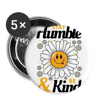 Stay Humble be Kind Daisy - Lot de 5 petits badges (25 mm) - blanc - Devant