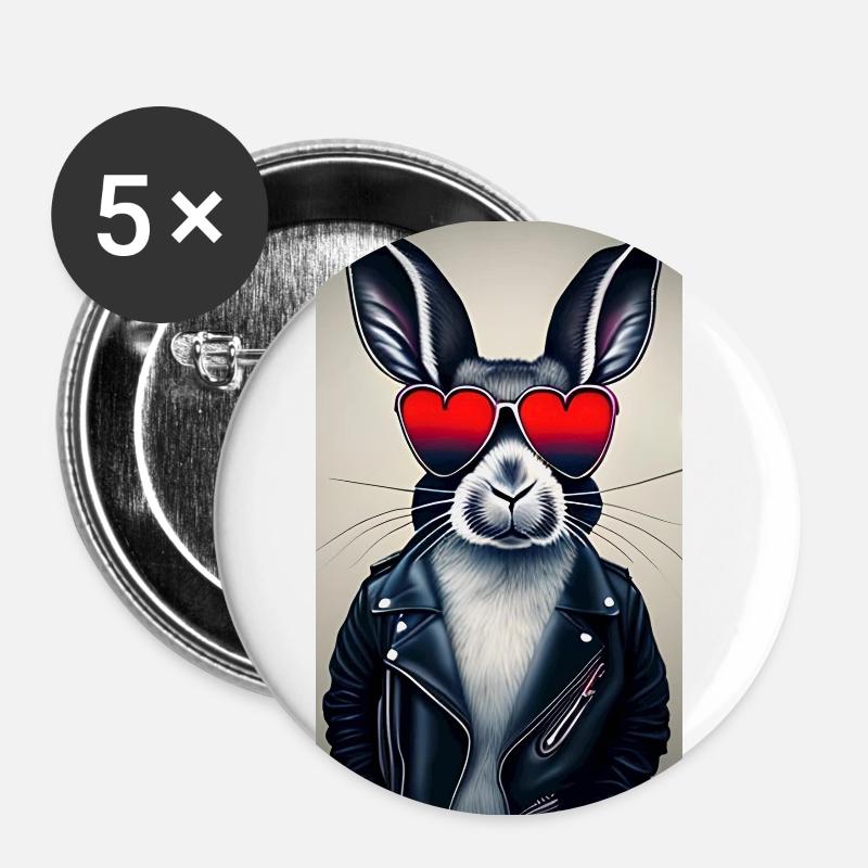 Lässiger Biker alter Hase Herzchen - Buttons klein 25 mm (5er Pack) - Weiß