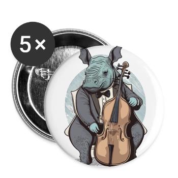 Nashorn - Buttons klein 25 mm (5er Pack) - Weiß - Vorne