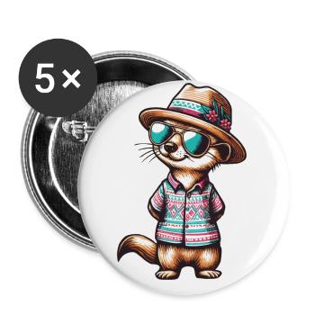 Erdmännchen im Sommer - Buttons klein 25 mm (5er Pack) - Weiß - Vorne
