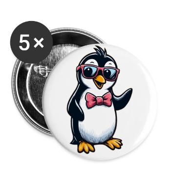 Cute Penguin - Buttons small 1''/25 mm (5-pack) - white - Front