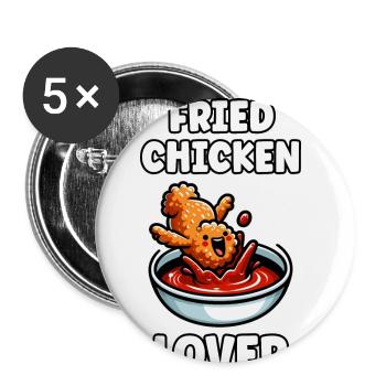 Gebratenes Hähnchen Chicken Wings Hühnchen Geschenk - Buttons klein 25 mm (5er Pack) - Weiß - Vorne
