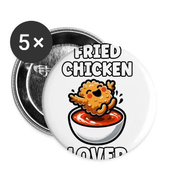 Fried Chicken Chicken Wings Chicken Gift - Buttons small 1''/25 mm (5-pack) - white - Front