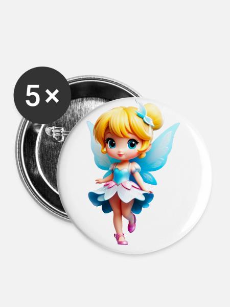 Kleine Fee 1 - Buttons klein 25 mm (5er Pack) - Weiß