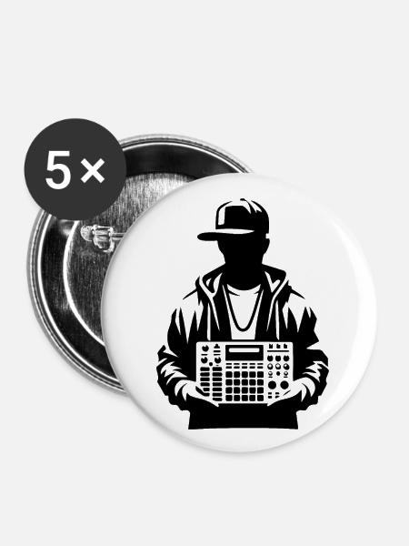 Beatmaker Halte-Sampler - Buttons klein 25 mm (5er Pack) - Weiß