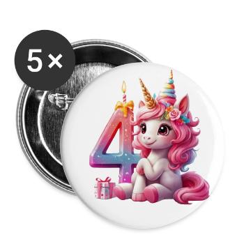 4 ANS LICORNE 4E ANNIVERSAIRE - Lot de 5 petits badges (25 mm) - blanc - Devant