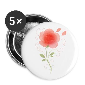 Rose délicate et filigrane - Lot de 5 petits badges (25 mm) - blanc - Devant