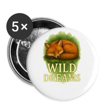 Wild Dreams – Schlafender Fuchs Aquarell Motiv - Buttons klein 25 mm (5er Pack) - Weiß - Vorne