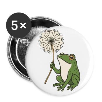 Frog with dandelion – nature meets peace - Buttons small 1''/25 mm (5-pack) - white - Front