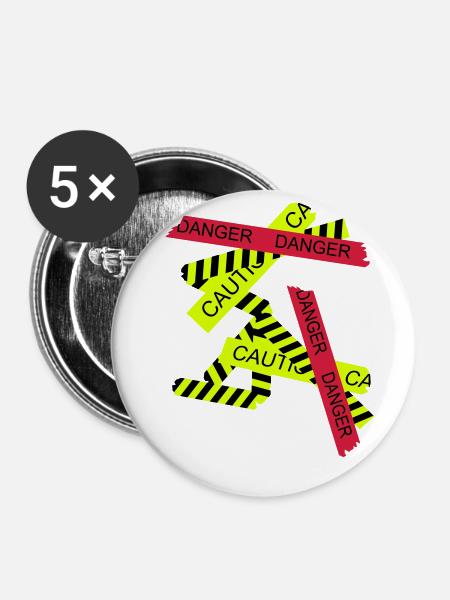 danger - Buttons klein 25 mm (5er Pack) - Weiß