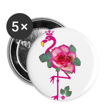 29 Pink Flamingo Krone Rose - Buttons klein 25 mm (5er Pack) - Weiß - Vorne