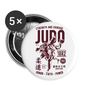 judo - Buttons small 1''/25 mm (5-pack) - white - Front