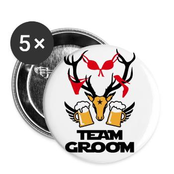 259 Deer with Loot Team Groom Mass Beer - Buttons small 1''/25 mm (5-pack) - white - Front