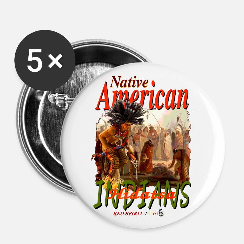Native American INDIANS 4 - Buttons small 1''/25 mm (5-pack) - white