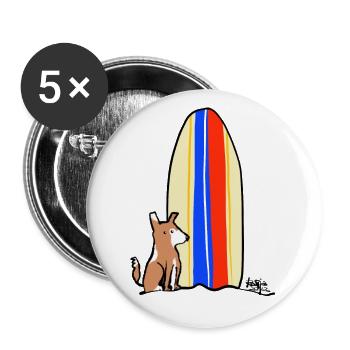 Hund mit Board - Buttons klein 25 mm (5er Pack) - Weiß - Vorne