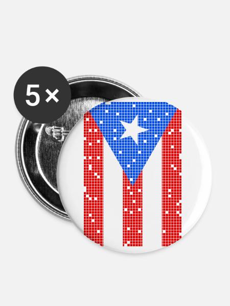 8bit Puerto Rico - Buttons klein 25 mm (5er Pack) - Weiß