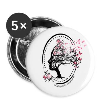 baumgebundene Gedanken - Buttons klein 25 mm (5er Pack) - Weiß - Vorne