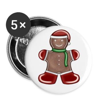 Gingerbread Man as Santa Claus - Buttons small 1''/25 mm (5-pack) - white - Front