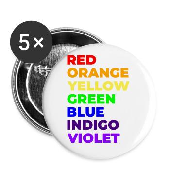 Rainbow colours - Buttons small 1''/25 mm (5-pack) - white - Front