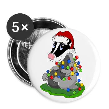 Blaireau de Noël - Lot de 5 petits badges (25 mm) - blanc - Devant