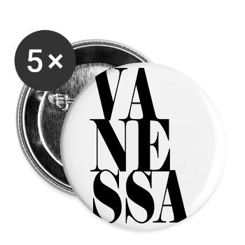 Vanessa Nom Prénom Police moderne Word Art - Lot de 5 petits badges (25 mm) - blanc - Devant
