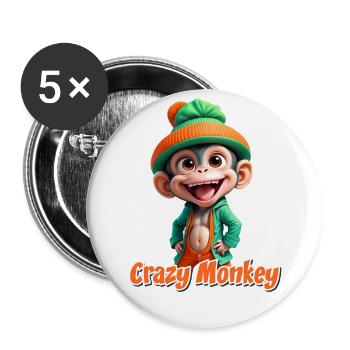 Monkey - Buttons small 1''/25 mm (5-pack) - white - Front