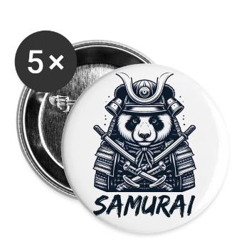 Warrior Panda: Umarme den Geist des Samurai - Buttons klein 25 mm (5er Pack) - Weiß - Vorne