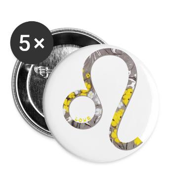Signe du zodiaque Lion e 40 - Lot de 5 petits badges (25 mm) - blanc - Devant