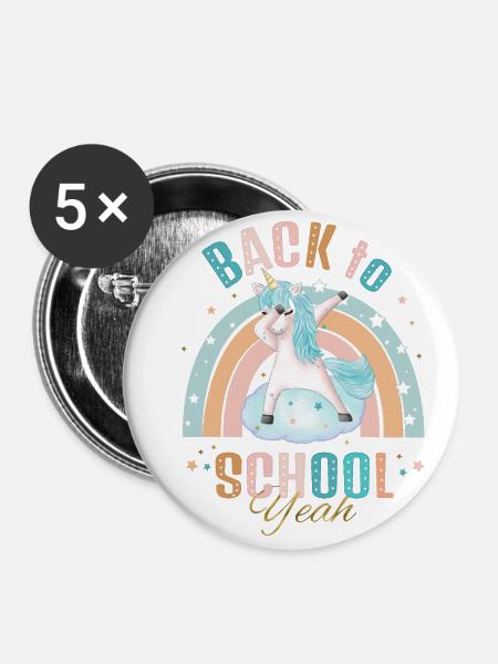 Back to School - Buttons klein 25 mm (5er Pack) - Weiß