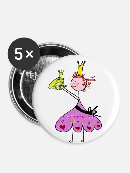 Frosch Prinzessin - Buttons klein 25 mm (5er Pack) - Weiß