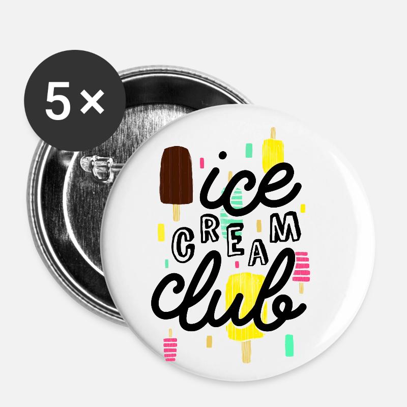 Ice Cream Club - Buttons small 1''/25 mm (5-pack) - white