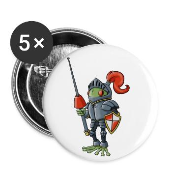 Sir Lance-a-Frog Maskottchen - Buttons klein 25 mm (5er Pack) - Weiß - Vorne