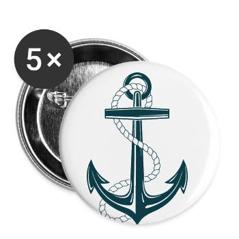 Anchor ship sailor gift - Buttons small 1''/25 mm (5-pack) - white - Front