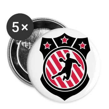 Insigne de Handball - Lot de 5 petits badges (25 mm) - blanc - Devant
